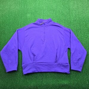 Athleta Sweatshirt Womens XL Purple 1/2 Zip Cropped Fleece Pullover Casual